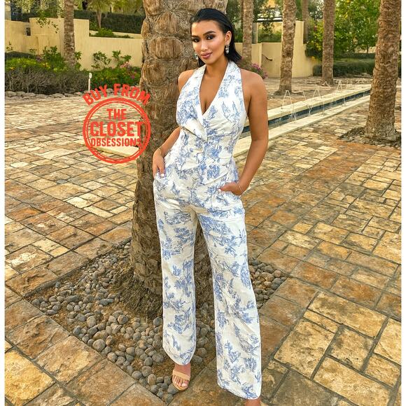 RARE!!! MANGO Co-Ord Set Halter Neck Vest and Wide Leg Pants NWT - Picture 1 of 16